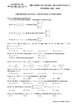 Đề cương ôn tập HK2 Toán 11 năm 2019 – 2020 trường Chu Văn An – Hà Nội
