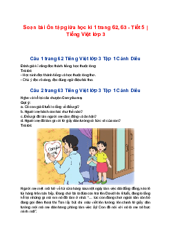 Soạn bài Ôn tập giữa học kì 1 trang 62, 63 - Tiết 5 | Tiếng Việt lớp 3 Cánh diều