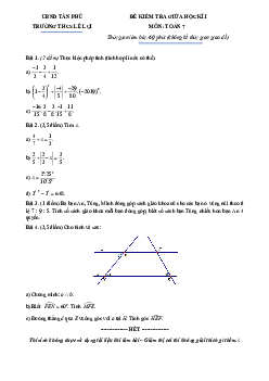 Đề kiểm tra giữa học kì 1 Toán 7 năm 2019 – 2020 trường THCS Lê Lợi – TP HCM