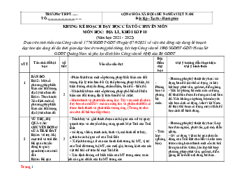 Kế hoạch dạy học Địa Lí lớp 10,11,12 theo CV 4040