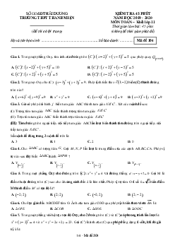 Đề kiểm tra Hình học 11 chương 1 năm 2019 – 2020 trường Thanh Miện – Hải Dương