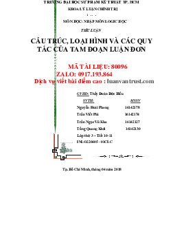 Tiểu luận "Cấu trúc, loại hình và các quy tắc của tam đoạn luận đơn"