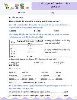 Giải Bài tập cuối tuần lớp 4 môn Toán Kết nối tri thức - Tuần 17