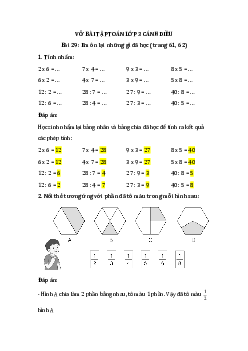 Giải VBT Toán lớp 3 : Bài 29 Em ôn lại những gì đã học trang 61, 62 | Cánh diều