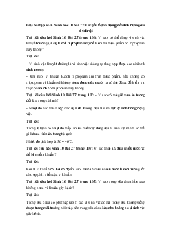 Giải bài tập SGK Sinh học 10 bài 27: Các yếu tố ảnh hưởng đến sinh trưởng của vi sinh vật