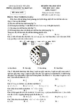 Đề thi học kì 2 Toán 7 năm 2023 – 2024 phòng GD&ĐT Bắc Từ Liêm – Hà Nội