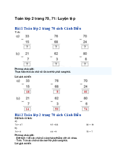 Toán lớp 2 trang 70, 71: Luyện tập | Cánh diều