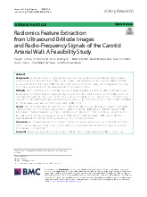 Radiomics Feature Extraction from Ultrasound B-Mode Images and Radio-Frequency Signals of the Carotid Arterial Wall: A Feasibility Study | Tài liệu Tiếng Anh
