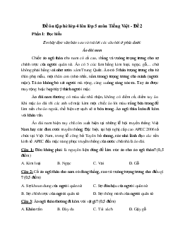 Phiếu bài tập ôn hè lớp 4 lên lớp 5 năm 2024 môn Tiếng Việt - Đề 2