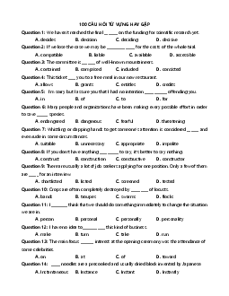 Bộ đề thi 100 câu trắc nghiệm 9+ khó, nâng cao THPT Quốc gia môn Tiếng Anh