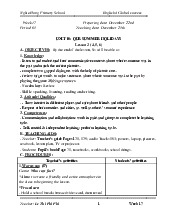 Giáo án ôn tập môn Tiếng anh lớp 4 tuần 17 - Unit 10: Our summer holidays  | Bộ sách Global Success | Tiểu học ( Chương trình mới)