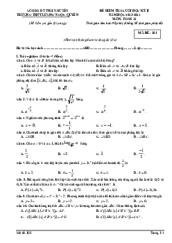 Đề thi cuối kì 2 Toán 11 năm 2023 – 2024 trường THPT Lương Ngọc Quyến – Thái Nguyên
