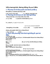 Viết phương trình đường thẳng đi qua 2 điểm - Toán 10