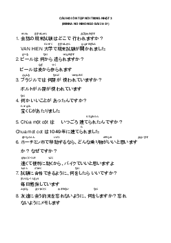 CÂU HỎI ÔN TẬP NÓI TIẾNG NHẬT 3 | Ngôn ngữ Nhật | Đại học Khoa học Xã hội và Nhân văn, Đại học Quốc gia Thành phố HCM