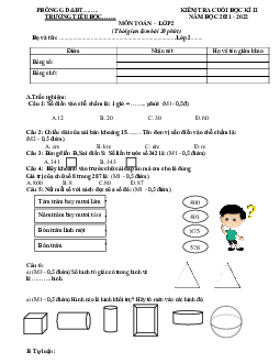 Đề thi Toán lớp 2 học kỳ 2 năm 2023 - Đề 4 | Cánh Diều