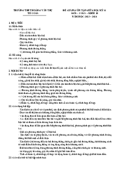 Đề cương giữa kỳ 2 Toán 10 năm 2023 – 2024 trường THPT Hoàng Văn Thụ – Hà Nội