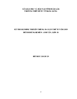 Đề thi Olympic 10 tháng 3 lần thứ 3 môn Tiếng Anh năm 2019 môn Tiếng Anh 10 THPT N'Trang Lơng