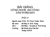 Chương 2: Kỹ thuật may các cụm chi tiết của sản phẩm may | Bài giảng môn Công nghệ gia công sản phẩm may | Đại học Bách khoa hà nội