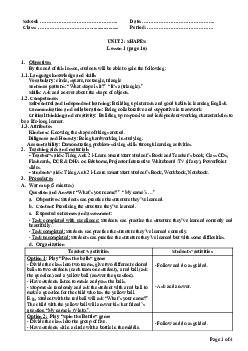 Unit 2: U2L1A | Giáo án Tiếng Anh 2 sách i-Learn Smart Start (Cả năm)