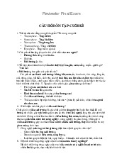 Ôn Tập Cuối Kỳ Môn Học Môi Trường | Môn: Con người và Môi trường - Trường: Đại học Bách khoa Thành phố Hồ Chí Minh