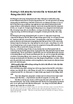 Chương 3: Giải pháp thu hút nhà đầu tư thành phố Hải Phòng năm 2023- 2030