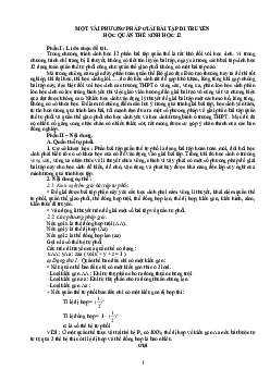 Một vài phương pháp giải bài tập di truyền học quần thể sinh học 12