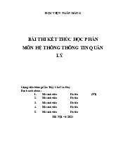 Bài Thi Kết Thúc Học Phần | Môn Hệ thống thông tin quản lý - Học viện Ngân hàng