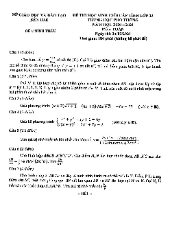 Đề thi học sinh giỏi cấp tỉnh Toán 12 năm 2020 – 2021 sở GD&ĐT Bến Tre