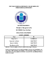 Bài tiểu luận nhóm cuối kỳ học phần Principles of Management | Trường Đại học Quốc tế, Đại học Quốc gia Thành phố Hồ Chí Minh