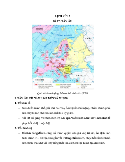 Lý thuyết Lịch Sử 12 bài 7: Tây Âu