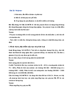 Giải Khoa học tự nhiên 9 Kết nối tri thức Bài 32: Polymer