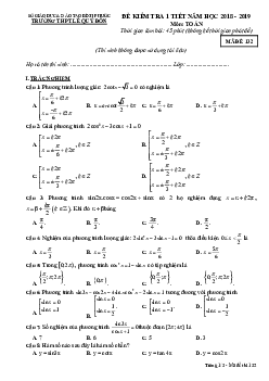 Đề kiểm tra ĐS&GT 11 chương 1 năm 2018 – 2019 trường Lê Quý Đôn – Bình Phước