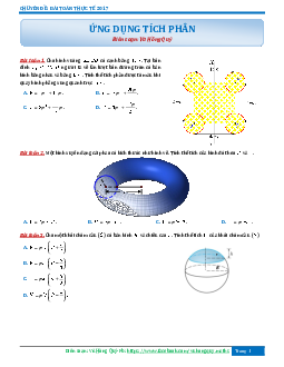 Hướng dẫn giải một số bài toán nâng cao về ứng dụng của tích phân – Vũ Hồng Quý Toán 12