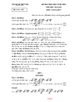 Đề thi chọn HSG năm 2022-2023 môn toán lớp 9 Sở GD và ĐT Bến Tre (có đáp án và lời giải chi tiết)