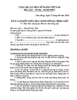 Bản cam kết thực hiện nôi quy của nhà trường