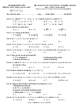 Đề khảo sát môn Toán 10 năm 2022 – 2023 trường THPT Triệu Quang Phục – Hưng Yên