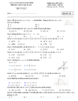 Đề kiểm tra giữa kỳ 1 Toán 10 năm 2021– 2022 trường THPT Cẩm Xuyên – Hà Tĩnh
