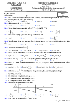 Đề thi HK1 Toán 12 năm học 2016 – 2017 sở GD và ĐT Bình Thuận
