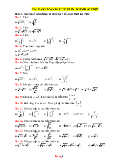 Bài tập tự luận Toán 11 Bài 18: Luỹ thừa với mũ số thực