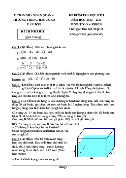 Đề học kì 2 Toán 8 năm 2022 – 2023 trường THCS Vân Đồn – TP HCM