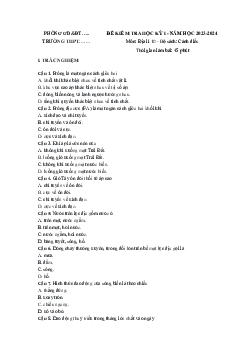 Giải đề thi học kì 1 môn Địa lí 10 năm 2023 - 2024 sách Cánh diều đề 2