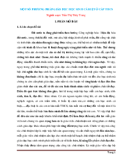 SKKN một số phương pháp giáo dục học sinh cá biệt ở cấp THCS