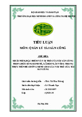 Chủ đề: Khái niệm, đặc điểm và vai trò của tài sản công trong đời sống kinh tế xã hội |Tiểu luận môn Quản lý tài sản công |Trường Đại học Kinh doanh và Công nghệ Hà Nội