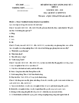 Đề thi học kì 1 môn Lịch sử 11 năm 2023 - 2024 sách Kết nối tri thức với cuộc sống | Đề 2