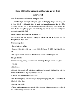 Soạn bài Ngôi nhà truyền thống của người Ê-đê Ngữ Văn 10 sách Chân Trời Sáng Tạo