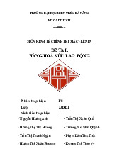 Giá trị hàng hóa sức lao động môn Kinh tế chính trị Mac-Lenin | Trường Đại học Kiến trúc Đà Nẵng