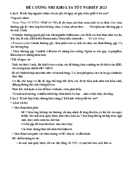 Đề cương môn Nhi Khoa