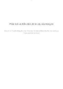 Phân tích và thẩm định độ tin cậy của thông tin | Báo chí và truyền thông | Đại học Khoa học Xã hội và Nhân văn, Đại học Quốc gia Thành phố HCM