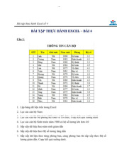 Bài Tập Thực Hành Excel Số 4 | Môn Tin học - Học viện Chính sách và Phát triển