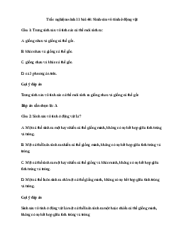 Trắc nghiệm Sinh 11 bài 44| Kết nối tri thức